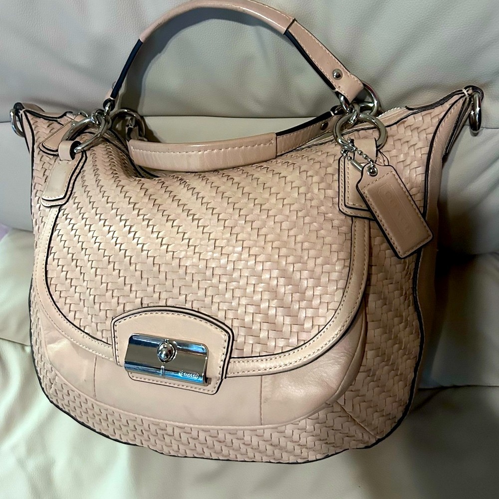 Large Leather woven Kristin 19312 Coach purse